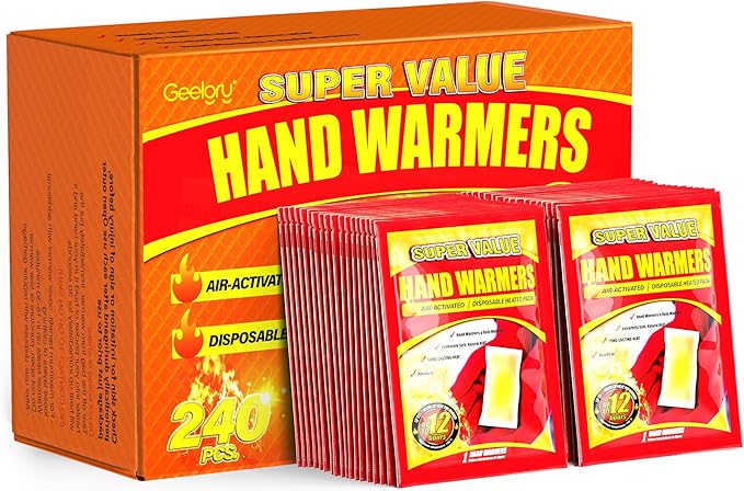 Hand Warmers Disposable 10/30/55/90/175/125/240/375/500/700Pcs, Long-Lasting Up to 12 Hours for Warm Body, Safe Portable Hand Warmers for Hand & Foot, Heater for Camping, Fishing, Winter