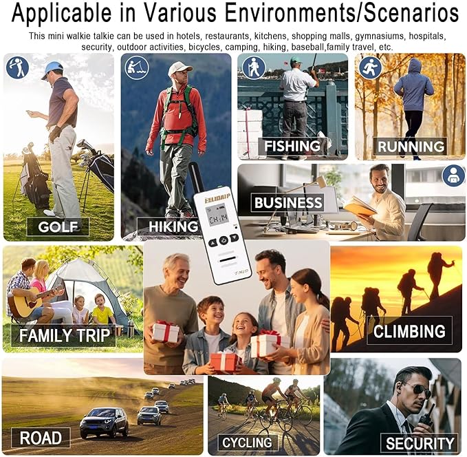 M2D Mini Walkie Talkies for Adults,Small Portable Two Way Radios,Rechargeable 128 Channels Mini 2 Way Radio for Restaurant,Supermarket,Hospital,Hiking,Skiing,Outdoor Sport,Tourism,White 2 Pack