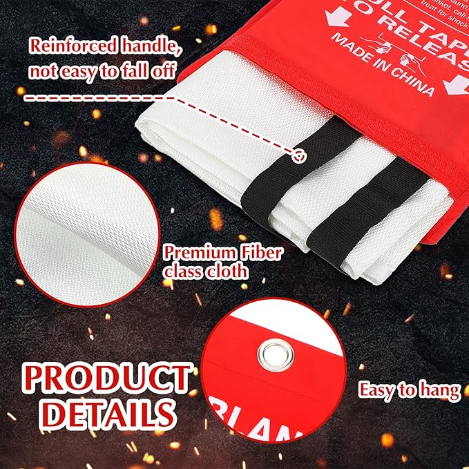 Macarrie 10 Pack 47" x 47" Fire Blanket Emergency for Home Kitchen Safety Suppression Blanket Fiberglass Fireproof Survival for Car Office