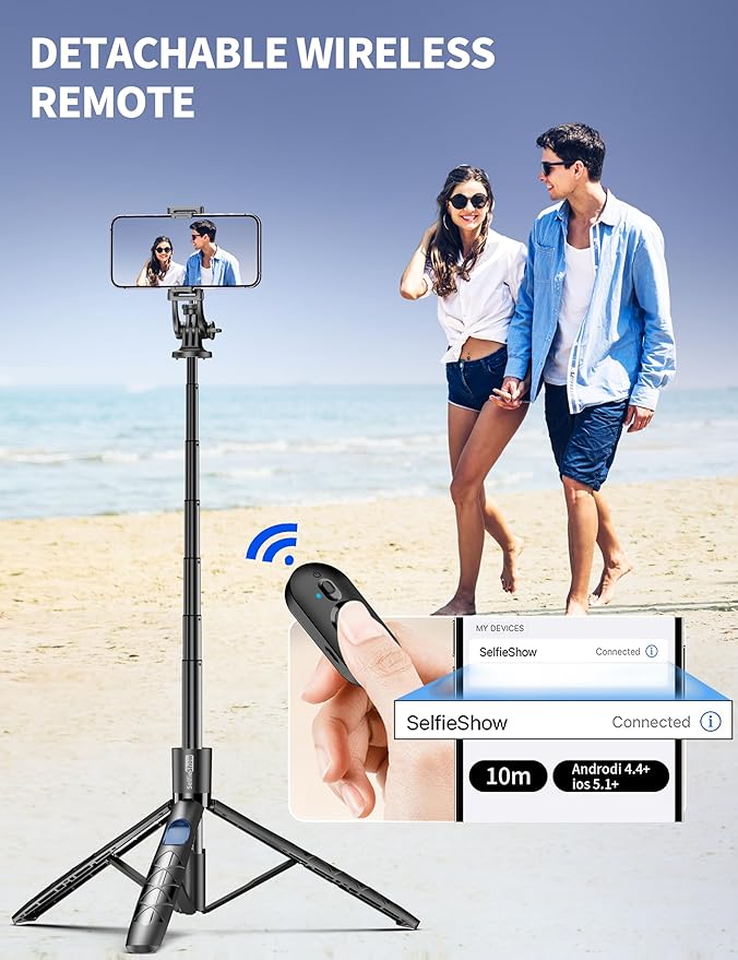 Aluminum 71" Phone Tripod, Travel Tripods for iPhone with Remote, Extendable Cell Phone Selfie Stick Tripod Stand Compatible with iPhone 17/16/15/14/13/Android/Camera