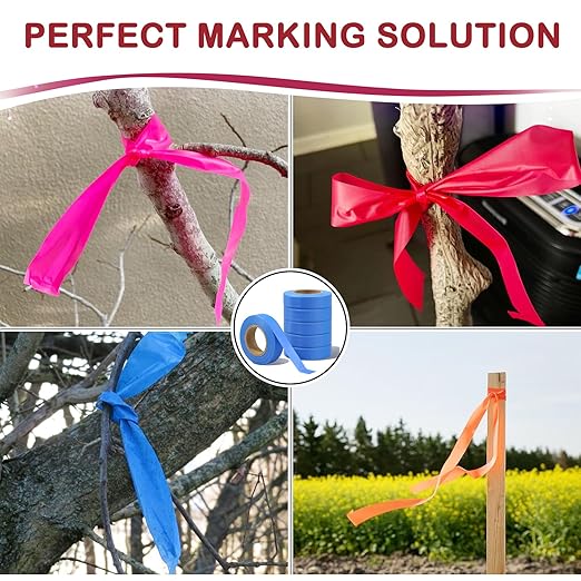 GEYYANG Blue Flagging Tape,3.35 Mil Thick,1-3/16" x 98ft, 6 Rolls - NO Adhesive - Survey and Mark Boundaries, Trees and Hazardous Areas - Weatherproof and Fade-Resistant