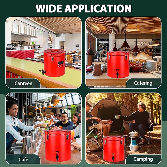 8 Gal Insulated Beverage Dispenser, Commercial Cold & Hot Drink Dispenser with 304 Stainless Steel Interior and Spout, Portable Water Jug for Camping, Party, Commercial Catering