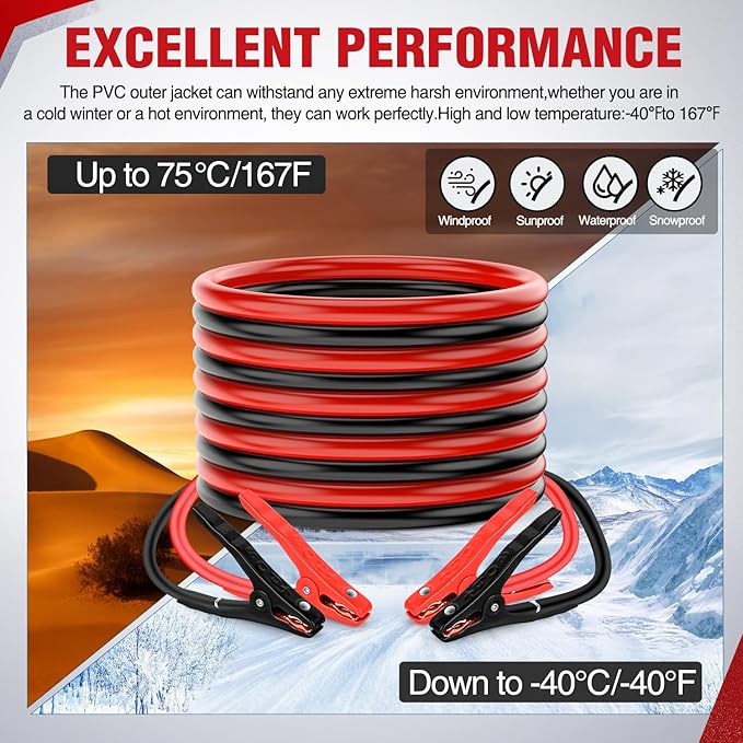 Nilight Jumper Cables for Car Battery 6 Gauge 20 FT Booster Cable Heavy Duty 450 A CCA with Carrying Bag Jump Start Emergency Kit Pickup Vans SUV Sedan Motorcycle