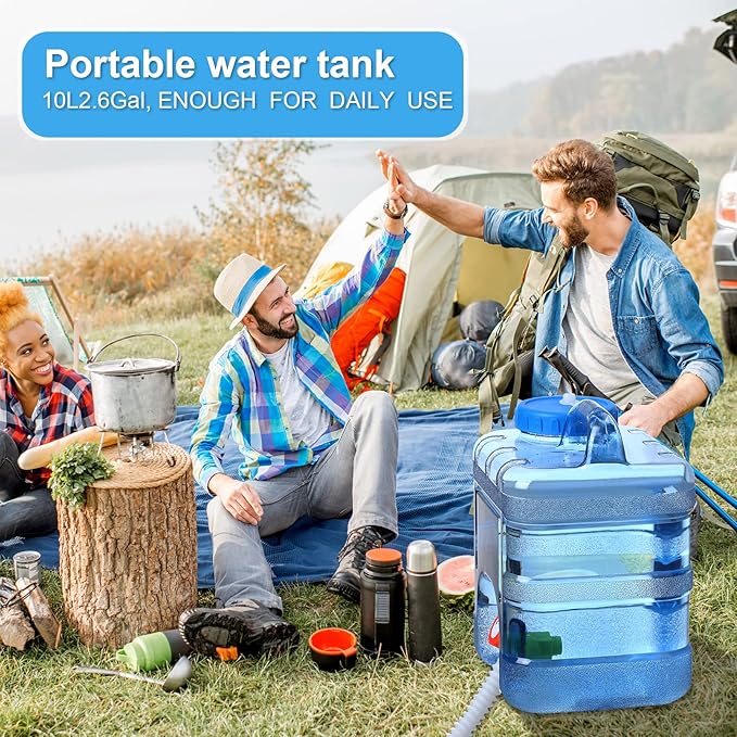 2 Pcs 2.6 Gallon Camping Water Container Storage Portable Camping Water Tank Jug with Spigot Faucet No Leakage Thick Liquid Dispenser Carrier for Emergency Outdoor Hiking Picnic Vehicle