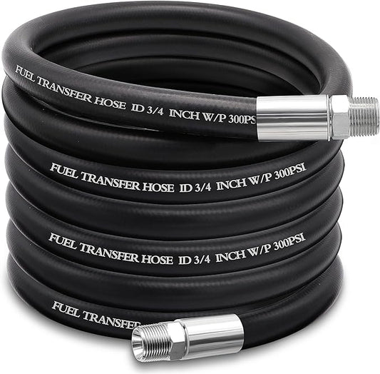 3/4" Fuel Transfer Hose 20FT,Farm Pump Hose with Male NPT Fittings for Gasoline,Diesel,Biodiesel…