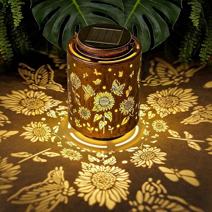 Sunflower Solar Lanterns, Christmas Birthday Gifts for Mom, Grandma, Outdoor Waterproof Hanging Garden Decor for Patio, Yard