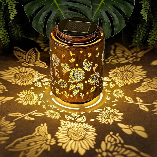 Sunflower Solar Lanterns, Christmas Birthday Gifts for Mom, Grandma, Outdoor Waterproof Hanging Garden Decor for Patio, Yard
