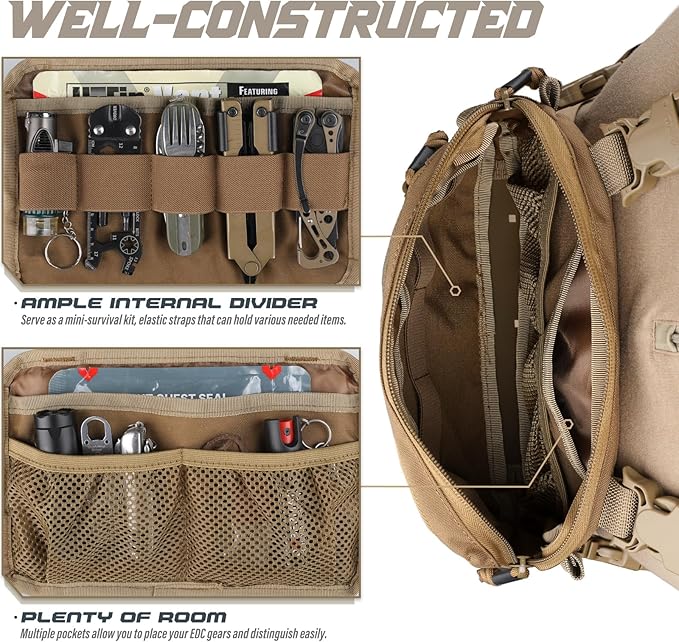 WYNEX Tactical Chest Rig Pack for Men, Running Chest Bag with Front Loop Recon Chest Rigs for Hunting Outdoor EDC