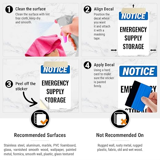 Notice Emergency Supply Storage Sign, 10x7 Inches, 4 Mil Vinyl Decal Stickers Weather Resistant, Made in USA by Sigo Signs