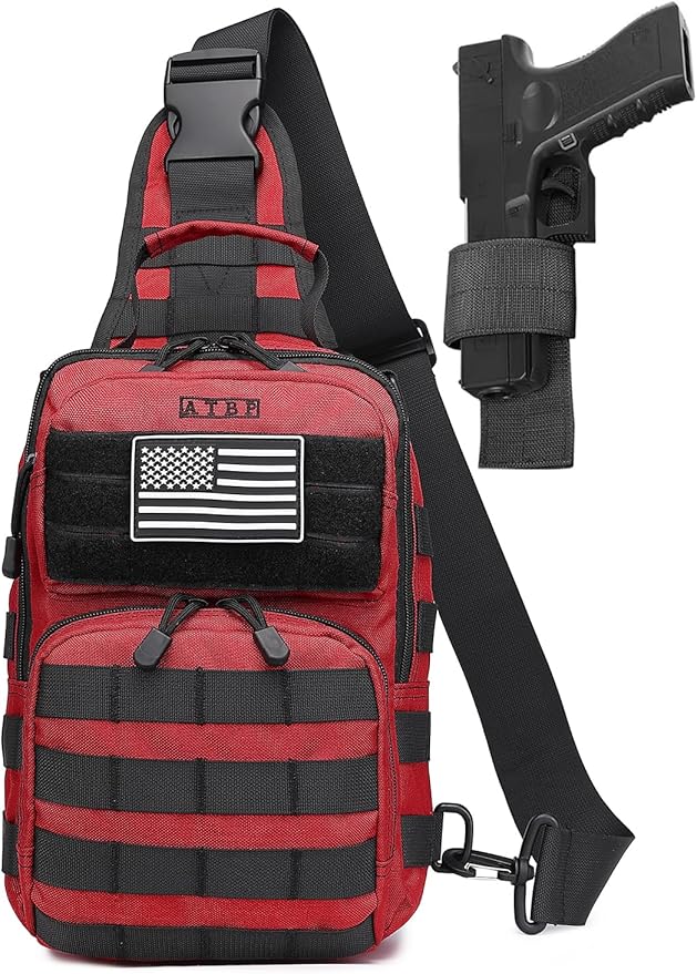 ATBP Tactical Sling Backpack With Holster Military Crossbody Bag for Men Single Shoulder Back Pack 10L