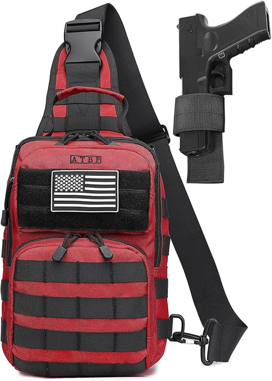 ATBP Tactical Sling Backpack With Holster Military Crossbody Bag for Men Single Shoulder Back Pack 10L