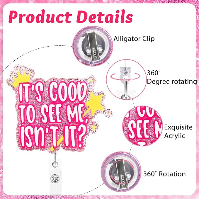 It's Good to See Me Badge Reel Nursing Badge Holders Retractable Badge Clip RN LN CNA Mental Health Nurse Badge Accessories for Work