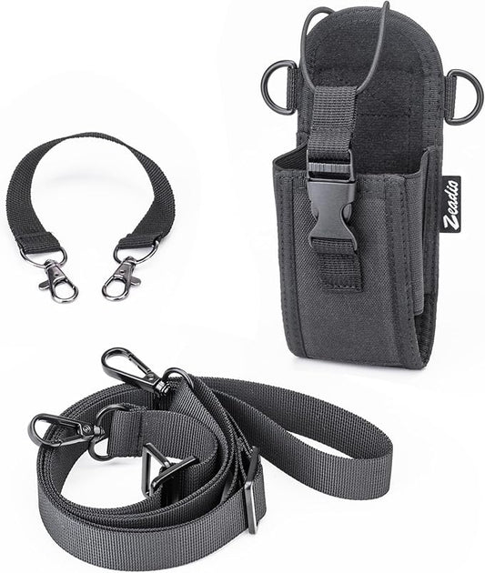 Zeadio Versatile Two-Way Radio Pouch Holster with Detachable Walkie Talkie Strap - Durable Radio Pouch and Holder for Outdoor Activities (ZNC-J, Pack of 1)