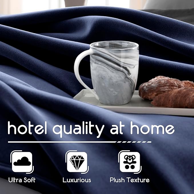 Full/Queen Snuggle-Ready Throw Blanket | Durable Machine Washable Pet Friendly | All-Season Comfort | Layering Bed Sofa Blanket | Cozy Navy