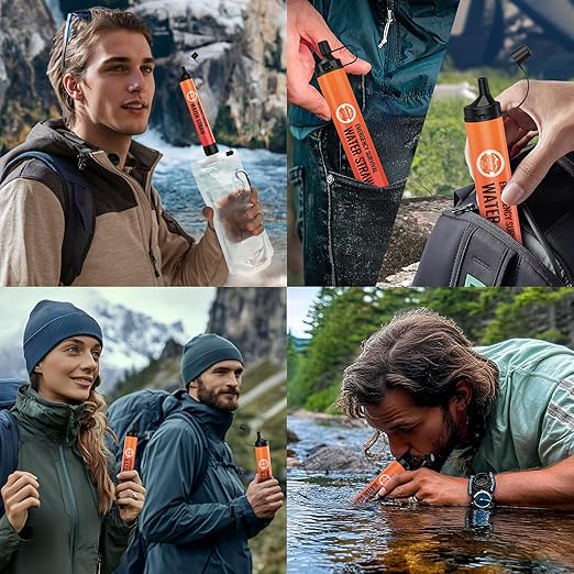 Straw Water Filter 8 Pack – Outdoor Camping & Hiking Survival Gear Kit for Family Use, Ultra-Light Personal Filter Straws for Backpacking, Travel, Bug-Out Bags and Emergency Preparedness