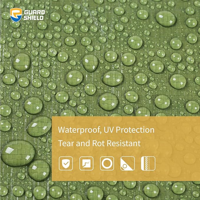 GUARD SHIELD Heavy Duty Tarp 16x20 Feet Green Multi Purpose Thick Waterproof Poly Tarp Cover 10mil