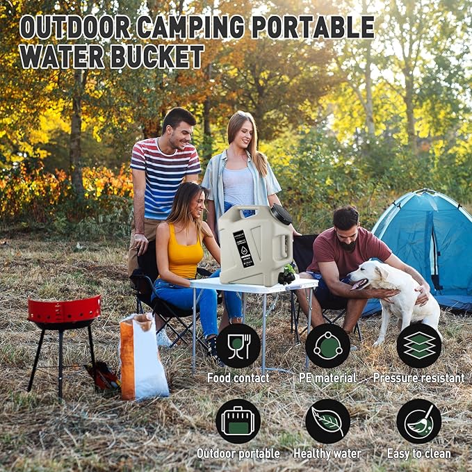 3.2 Gallon Water Jug,Camping Water Container with Spigot,BPA-Free with Cleaning,Brush Military Green Tank Portable,Suitable for Outdoor Camping and Hiking,Grey