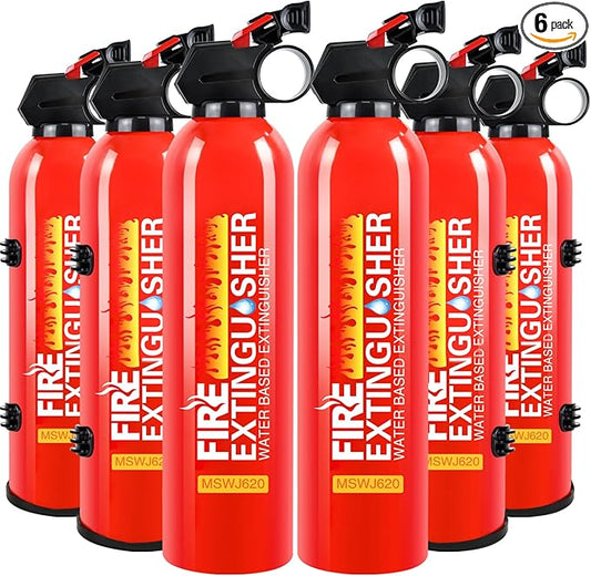 6 Pack Fire Extinguisher for Home with Wall Mount - 620ml Portable Fire Extinguisher for Car Vehicle Boat House Kitchen, Water-Based Fire Extinguisher for A, B, C, K Fire