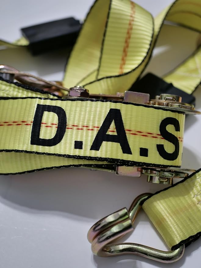 D.A.S. Car Hauler Straps - 3333lb Load Limit, Set of 4 Wheel Tie Down Straps for Car, Truck, and UTV Transport, Secure Car Tie Dow, Three Cleat Design | Yellow Color