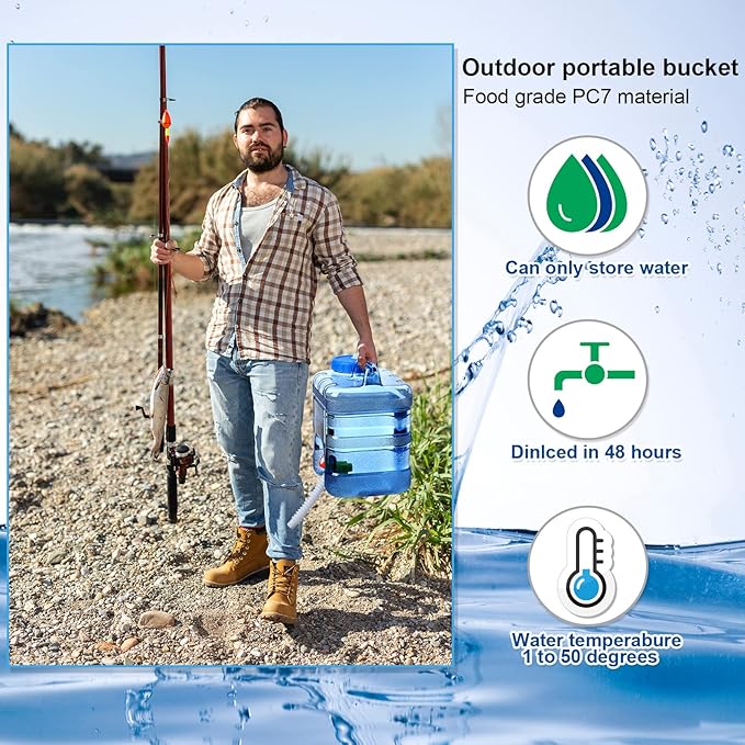 2 Pcs 2.6 Gallon Camping Water Container Storage Portable Camping Water Tank Jug with Spigot Faucet No Leakage Thick Liquid Dispenser Carrier for Emergency Outdoor Hiking Picnic Vehicle