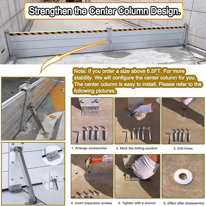 Reusable Aluminum Flood Barriers/Gates for Home Doors, 3/4/5/6/7/8/9/10/11/12/13ft Long Flood Prevention Barrier Water Stopper Shield for Outside/Indoor/Garage Door/Basement/Patio(H 2.6ft(80cm