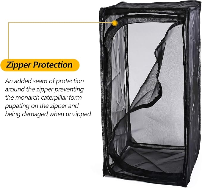 30" Heavy Duty Monarch Butterfly Habitat, Outdoor Collapsible Insect Mesh Cage Terrarium Pop-up with Zipper Protection