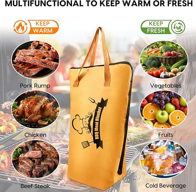 BBQ Blanket for Resting Meat, 21in Smoker Insulated Brisket Bag with Wide Mouth Fits Large Brisket, Beef, Pork Shoulders, Turkeys - Gifts for Men, Dad, BBQ Lovers, Stocking Stuffers