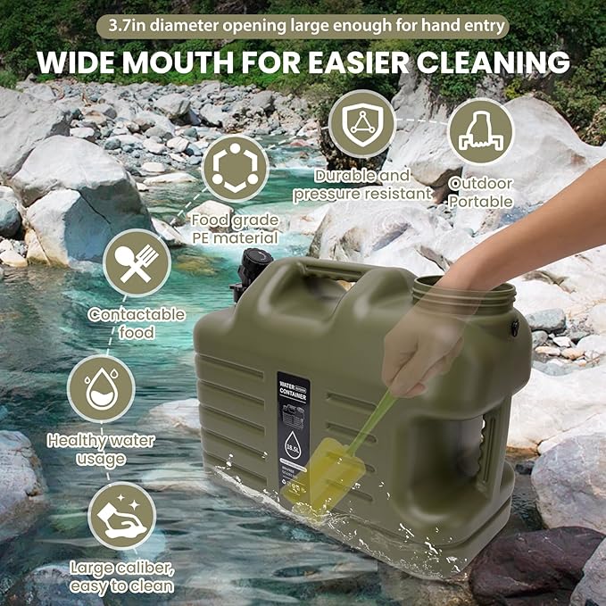 6.6 Gallon Camping Water Jug,Camping Water Container with Spigot,BPA Free, Large Capacity Water Tank,Leak-Proof Emergency Water Storage Containers for Outdoor Camping, Hiking, Picnic