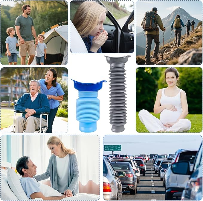 Pee Bottles for Men, Adjustable Emergency Urinal 750ml, Car Pee Bottle for Men and Women, Portable Toilet for Car, Shrinkable Personal Mobile Toilet,Urine Bottle, Travelling, Traffic Jams & Hiking