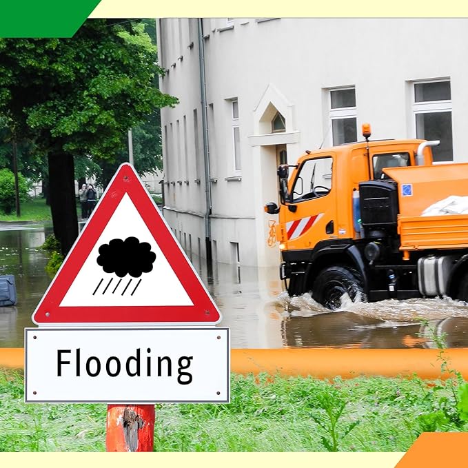 Amylove 4 Pcs PVC Inflatable Flood Barriers for Home Reusable Garage Water Prevention Barriers Flood for Rain Snow Melted Garage Door Basement Home(12 ft x 10 in x 6 in,Orange)