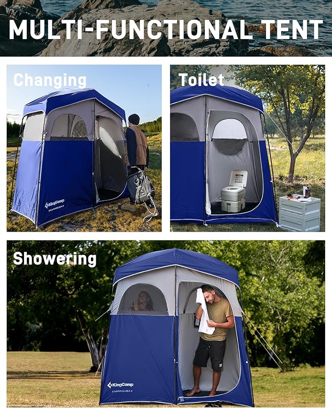 KingCamp Shower Tent, Portable Privacy Tent Outdoor Camping 1/2 Room Toilet Tents with Shower Bag & Dressing Room for Beach, Camping & Hiking