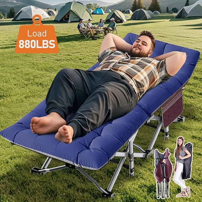 ABORON Heavy-Duty Folding Guest Bed for Adults, 500lb Capacity, Portable Extra Cot with 1203D Double Layer, Ideal for Indoor Guest Stays & Temporary Home Use