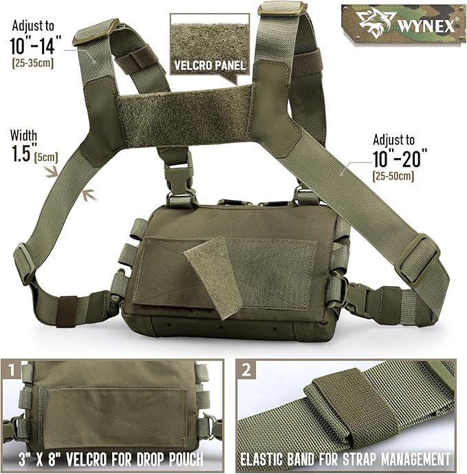 WYNEX Tactical Chest Rig Pack for Men, Running Chest Bag with Front Loop Recon Chest Rigs for Hunting Outdoor EDC