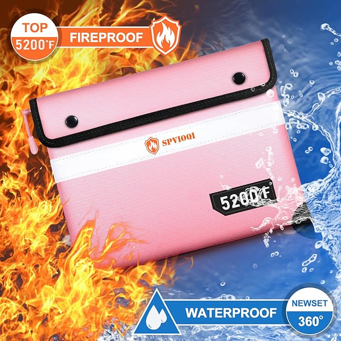 Upgraded Fireproof Document Bag 5200°F - with Heat Insulated, Fireproof Bags with Zipper/Reflective Strip, 9 Layers of Functional Materials, Fire proof Money Bag for Cash/Documents, Water Resistant