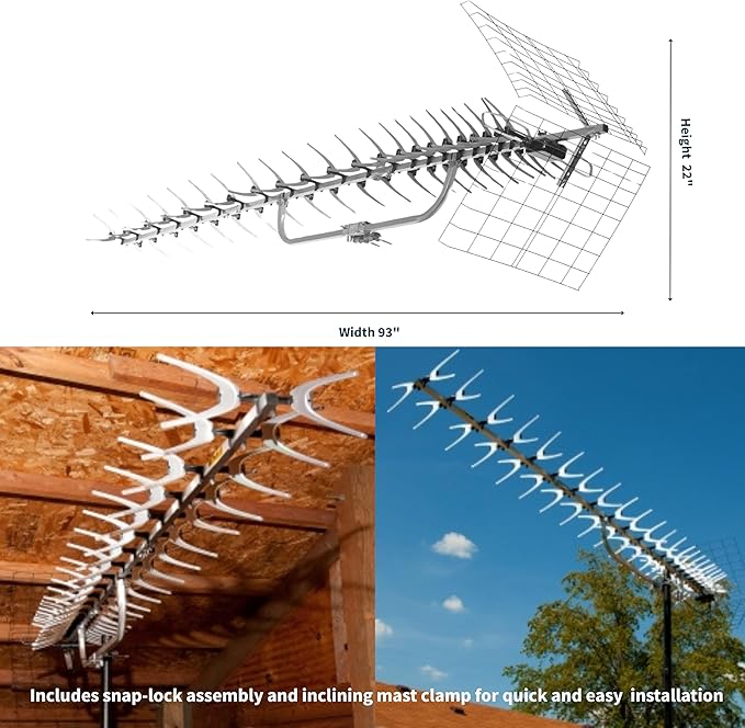 Antennas Direct Yagi Uni-Directional UHF Outdoor HDTV Antenna, 70+ Mile Range, 4K 8K UHD NEXTGEN TV – w/All-Weather Adjustable Mounting Hardware