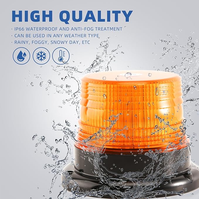 Amber Beacon Strobe Lights w/Magnetic Base, 12-24V Warning Safety Flashing Emergency Mini Light Bar for Trucks Vehicles Car