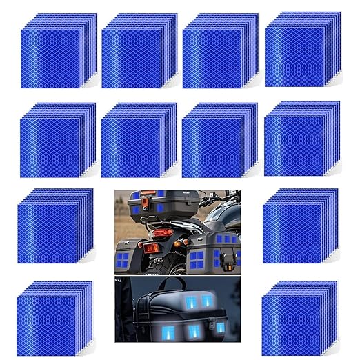 Blue Reflective Stickers 3 inch X 3 inch, Outdoor Waterproof High Visibility Warning Safety Adhesive Reflector Tape (120 Pcs)