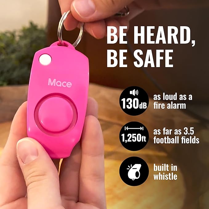 Mace Personal Safety Alarm & Mace Pepper Spray Kit - Loud 130db Siren with Built in Emergency Whistle, 10 Feet Range Pocket Model (0.42 oz) Self Defense Pepper Spray for Women & Men - Neon Pink