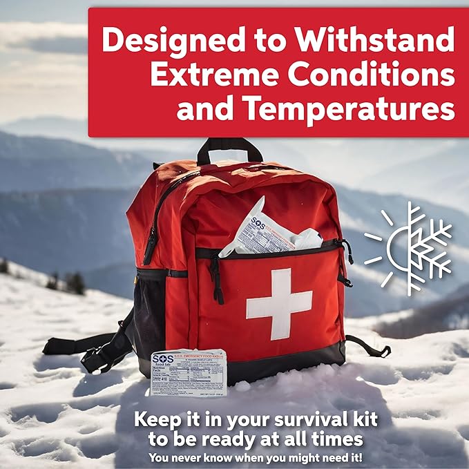 SOS Food Lab Emergency Food Bar - 1200 Calorie Ration (2 Pack Shortbread Cookie) - 1 Day/24 Hour Ready to Eat Supply for Camping, Hiking, Disaster Preparedness - 5 Year Shelf Life Energy Survival Food