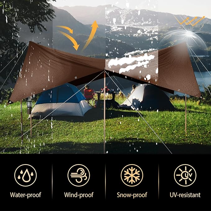 Tarp 10x20 ft Super Heavy Duty 16mil 100% Waterproof,Uv Resistant,High Durability Multipurpose Brown Tarp Suitable for Courtyards, Cars, Camping, Gardens, Pet Nests -by Mvpnet