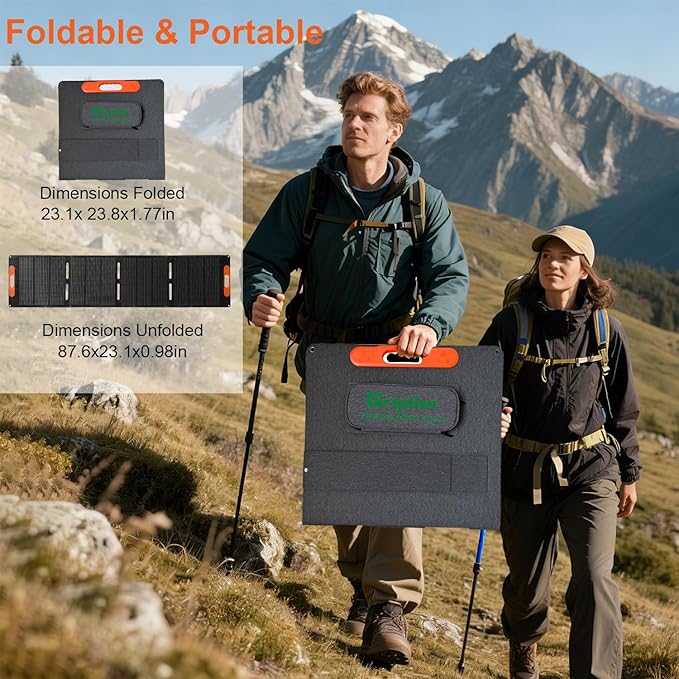 200W Portable Solar Panel for Power Station,25V Foldable Solar Panel Charger with Kickstand,MC4 Cable,Dual USB & Type-C Output,>23% High Efficiency IP65 Waterproof For Camping,Hiking,RV Trips