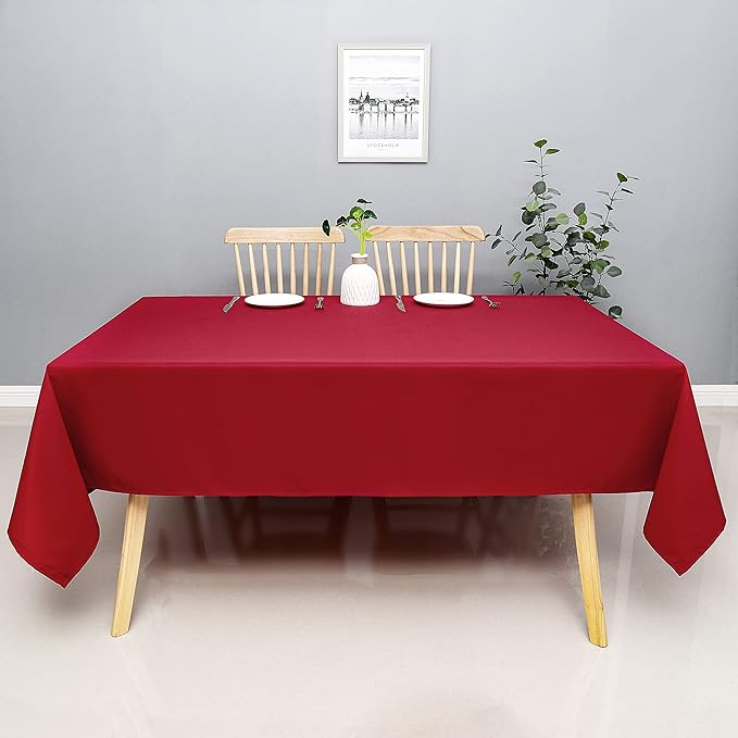 Wewoch Red Rectangle Tablecloth Water Resistant Washable Polyester Table Cloth for Dining,Kitchen, Parties Weddings and Outdoor Use 60 Inch by 120 Inch