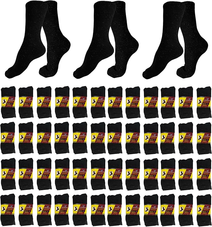 48 Pairs Bulk Thermal Winter Socks for Men, Warm Heavy Duty Cold Resistant Thick Boot Sock