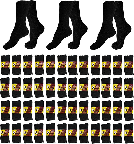 48 Pairs Bulk Thermal Winter Socks for Men, Warm Heavy Duty Cold Resistant Thick Boot Sock