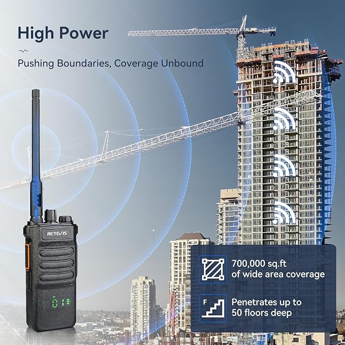 Retevis RT86 Professional Walkie Talkies for Work with Shoulder Mic and Long Antenna,High Power Two Way Radios Long Range with 6 Way Charger,2600mAh,Commercial 2 Way Radio for Construction(6 Pack)