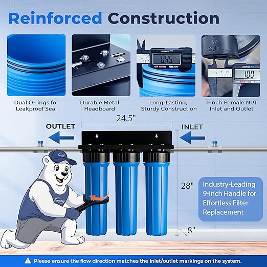 iSpring Whole House Water Filter System Ultimate PFAS Scale and Heavy Metals Protection Removes Up to 99% PFOA & PFOS with SGS-Tested Media, Jumbo Spin-Down Sediment Filter Model: WGB32B-PFKDS+WSP50J