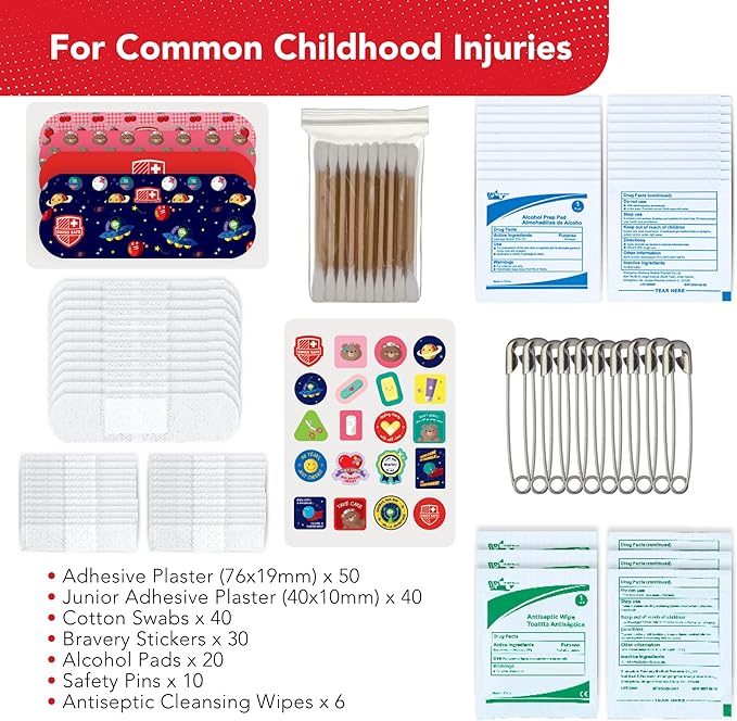 Swiss Safe Kids First Aid Kit for Kids 246 Pieces - for Travel, Home & Car Emergency Kit, Baby & Toddler First Aid, Small Portable Kit with Mini Bag