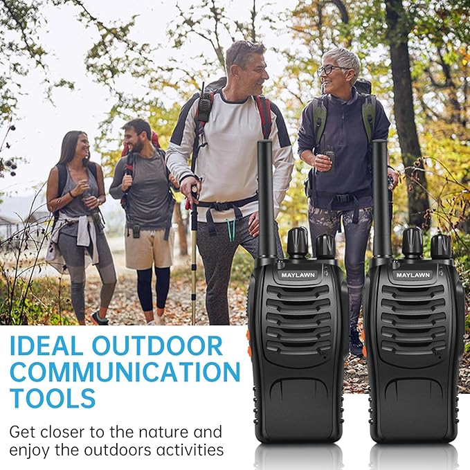 Walkie Talkies Pack of 2, Walkie Talkies Long Range for Adults with Rechargeable Batteries, Two Way Radios with LED Light Earpieces and Chargers, 16 Channels, Supports VOX Function