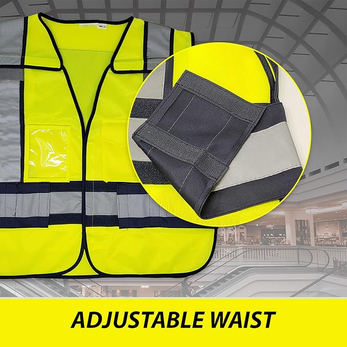 VIEWBRITE Reflective (Class 2) Staff Vest Lime Green - 5 Point Breakaway High Visibility Yellow Staff Safety Vest