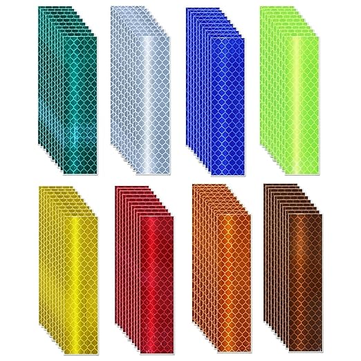 Non Fading Reflective Stickers 1 inch X 4 inch, Outdoor Waterproof High Visibility Warning Safety Adhesive Reflector Tape (80 Pcs)